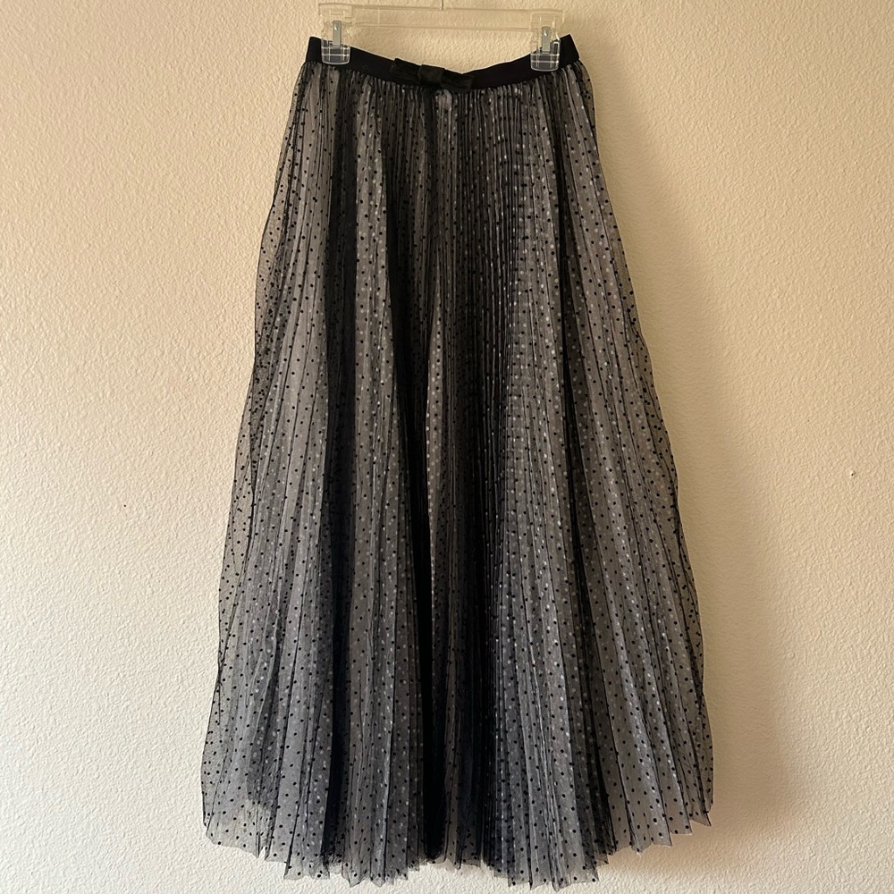 Tommy Lynn London Women’s High Waist 2 Layer Polka Dot Mesh Midi Skirt NWT